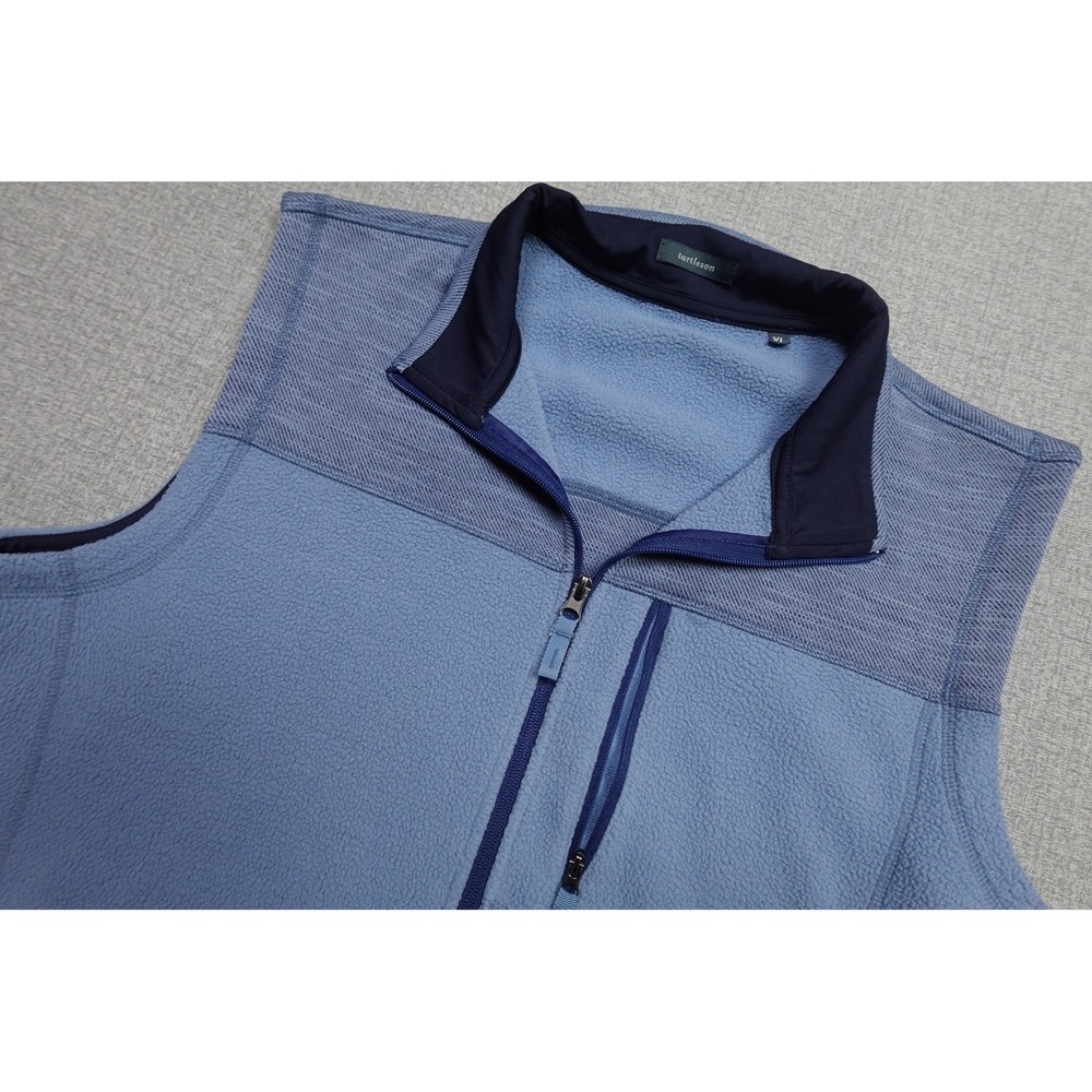 Turtleson Fleece Vest Mens XL Blue Full Zip Stand Collar Zip Pockets Lightweight